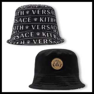 VERSACE ヴェルサーチ 18SS ロゴデザインバケットハット 帽子 IT03180 ブラック