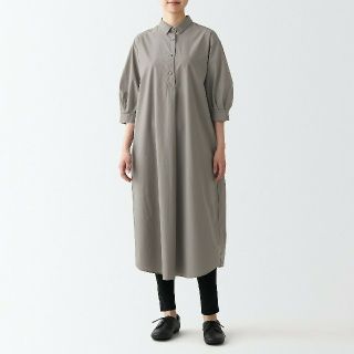 ムジルシリョウヒン(MUJI (無印良品))の《新品》  無印良品 ブロード七分袖ワンピース／XL／モカブラウン(ひざ丈ワンピース)