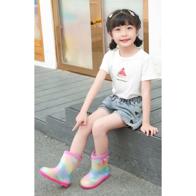 18センチ 長靴 レインボー レインブーツ 女の子 りぼんの通販 by 5U's shop｜ラクマ