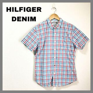 トミーヒルフィガー(TOMMY HILFIGER)のヒルフィガーデニム 半袖チェックシャツ レッド ブルー メンズ ユニセックス S(シャツ)