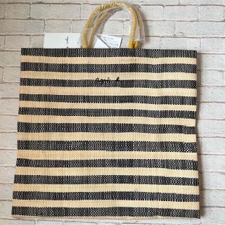 アニエスベー(agnes b.)のアニエスベーイエナラフィアボーダーMADAGASCAR RAFFIA 新品タグ付(かごバッグ/ストローバッグ)