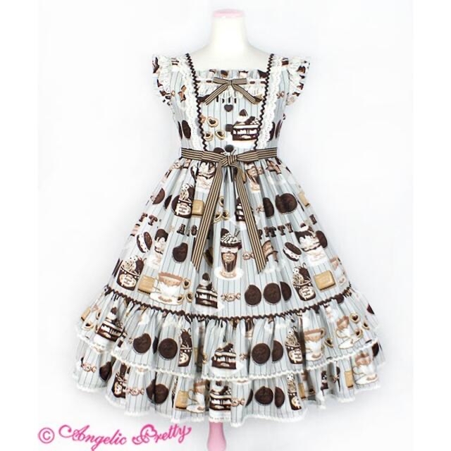 Angelic Pretty(アンジェリックプリティー)のCream Cookie Paradeジャンパースカート　3点セット レディースのワンピース(ひざ丈ワンピース)の商品写真