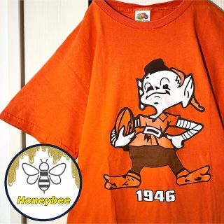 アートヴィンテージ(ART VINTAGE)のフットボールTシャツ NFLクリーブランドブラウンズ プリント M オレンジ(Tシャツ/カットソー(半袖/袖なし))