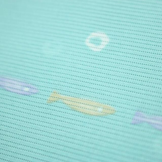 特選【夏の洗えるキモノ】　～美ら海のお魚～　ポリエステルの『絽』の小紋　新品です 3