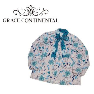 グレースコンチネンタル(GRACE CONTINENTAL)のGRACE CONTINENTAL  フラワープリントフリル 花柄 ボウタイ(シャツ/ブラウス(長袖/七分))