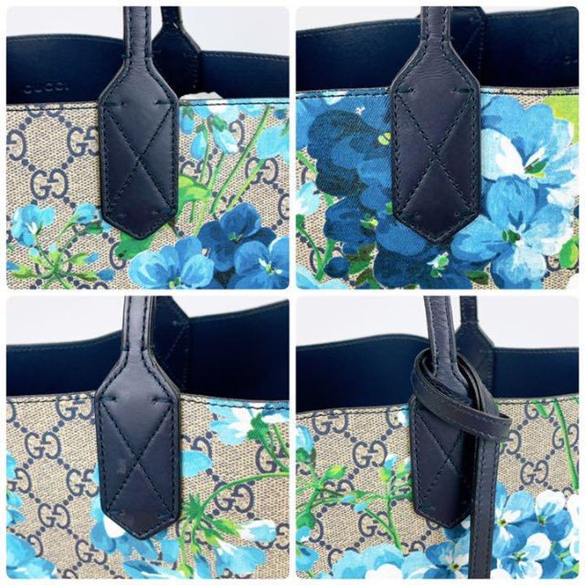 Gucci(グッチ)の極美品✨ GUCCI リバーシブル トートバッグ GGブルームス 花柄 ブルー レディースのバッグ(トートバッグ)の商品写真