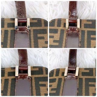 美品✨ FENDI ズッカ柄 自立 ハンドバッグ ジャガード 銀金具 スクエア