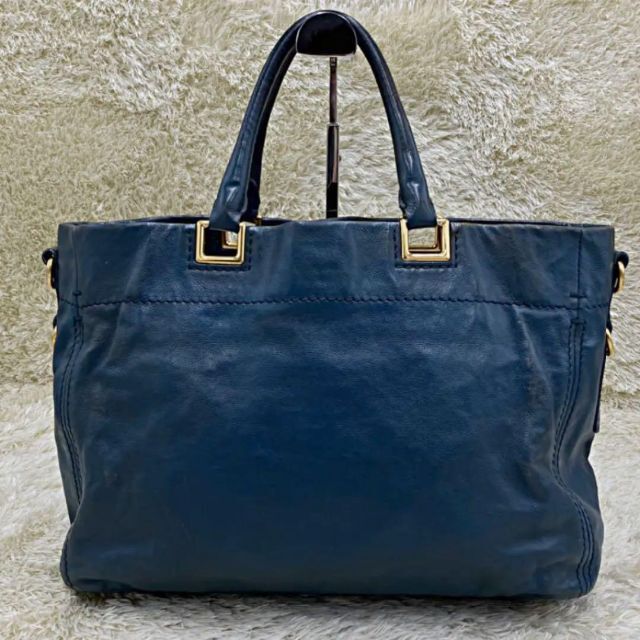 アニメショート 【PRADA】大容量 2wayトートバッグ レザー くすみ