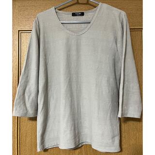 PLUS ONE メンズ　7分袖　カットソー　ライトグレー　Mサイズ(Tシャツ/カットソー(七分/長袖))