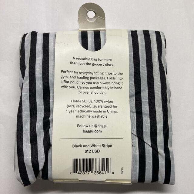 BAGGU ブラックアンドホワイト　ストライプ レディースのバッグ(エコバッグ)の商品写真