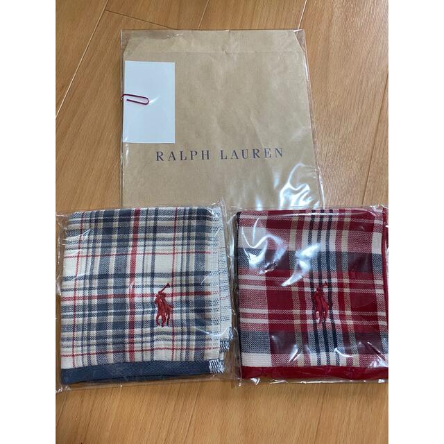 Ralph Lauren(ラルフローレン)の新品未使用！ラルフローレン　ハンドタオル2枚セット　紙袋とシール付き♪ レディースのファッション小物(ハンカチ)の商品写真