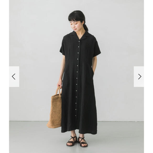 美品 かぐれ 23SS リネン100% オープンカラーシャツ ブラック リネンラミーオープンカラーシャツ[GAA5-23M014]｜URBAN