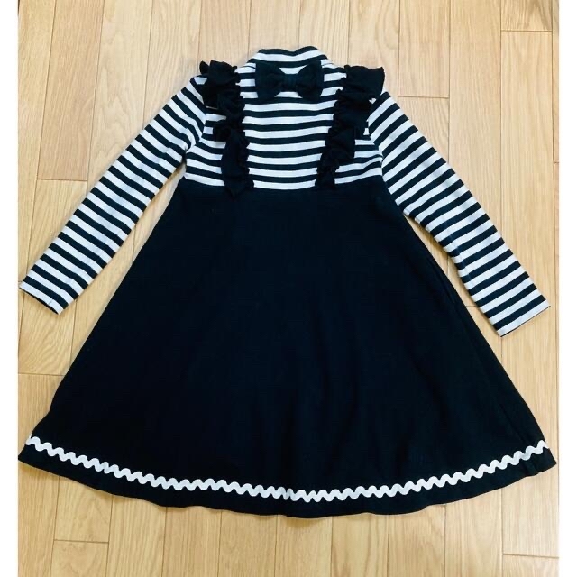 Shirley Temple(シャーリーテンプル)のハイネックボーダーワンピース 120㎝ キッズ/ベビー/マタニティのキッズ服女の子用(90cm~)(ワンピース)の商品写真