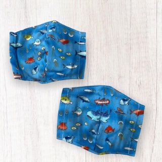 インナーマスク　ハンドメイド　魚柄　幼児サイズ　2個セット(外出用品)