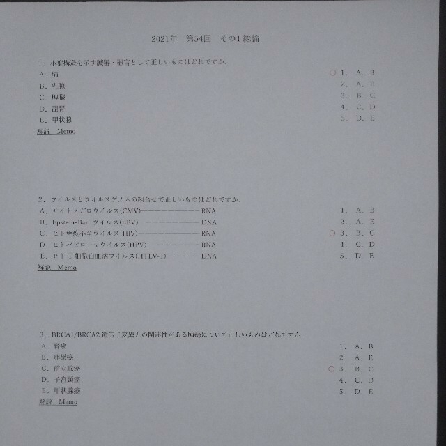 細胞検査士認定試験過去問 筆記試験解答＆細胞像出題頻度まとめ　2021～2014