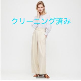 ユニクロ(UNIQLO)のベルテッドリネンレーヨンワイドパンツ(丈標準(カジュアルパンツ)