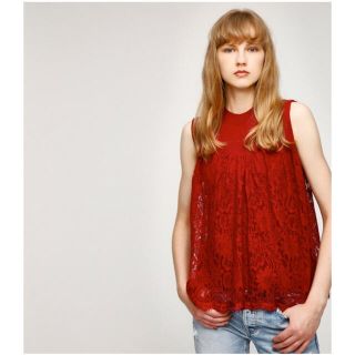 マウジー(moussy)の処分価格！ 新品！MOUSSY★ノースリーブ　レースカットソー(カットソー(半袖/袖なし))