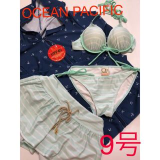 オーシャンパシフィック(OCEAN PACIFIC)の【新品】オーシャンパシフィック　ラッシュガード　水着　パンツ　4点セット　9号(水着)