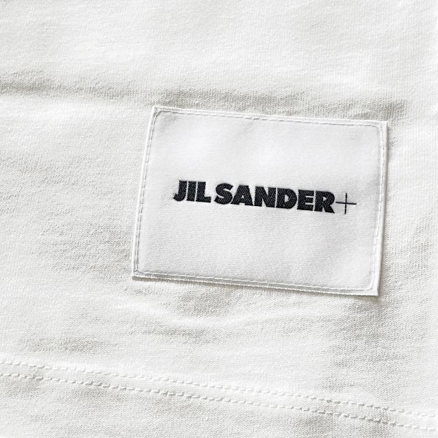 新品 M ジルサンダー プラス ロゴ パッチ タグ ラベル Tシャツ 白ホワイトサイズ