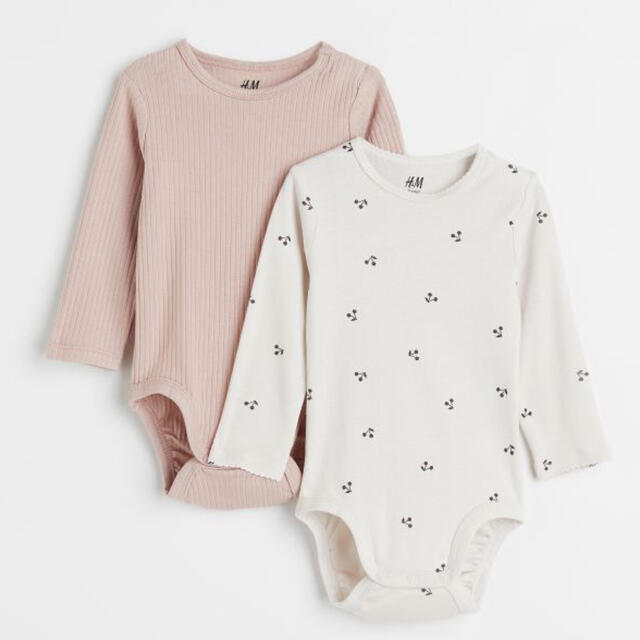 【うらら様専用】H&M ベビー　長袖ボディスーツ 2枚セット キッズ/ベビー/マタニティのベビー服(~85cm)(ロンパース)の商品写真