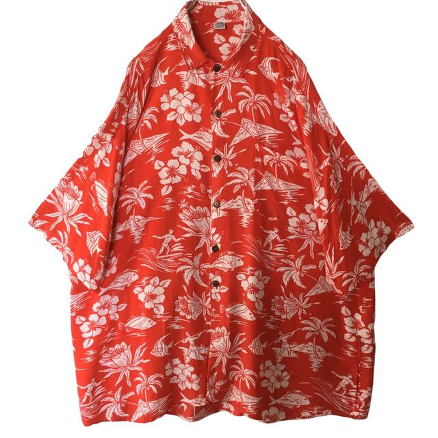 【US輸入】アロハシャツ レーヨン100% 柄シャツ 総柄 魚 サーフィン 花柄 メンズのトップス(シャツ)の商品写真