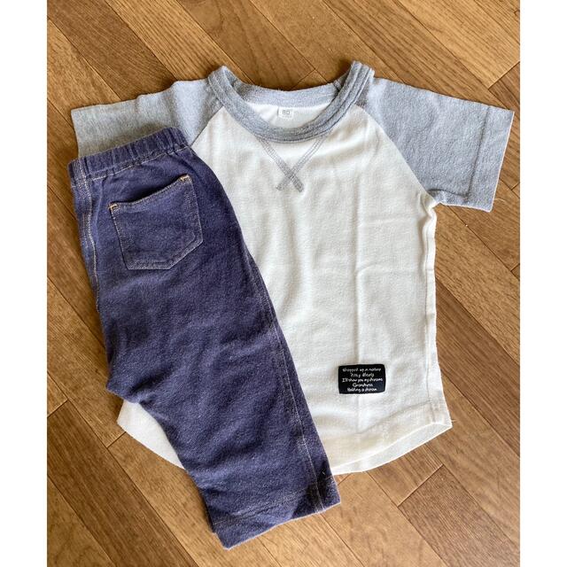 2枚セット‼️80半袖、90 UNIQLOレギンスパンツ キッズ/ベビー/マタニティのキッズ服男の子用(90cm~)(Tシャツ/カットソー)の商品写真