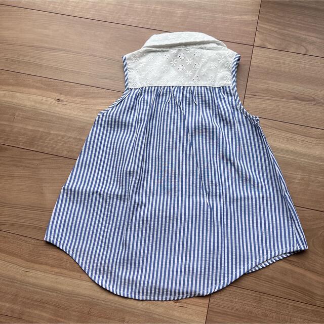 GU(ジーユー)のノースリーブストライプシャツ2枚セット キッズ/ベビー/マタニティのキッズ服女の子用(90cm~)(Tシャツ/カットソー)の商品写真