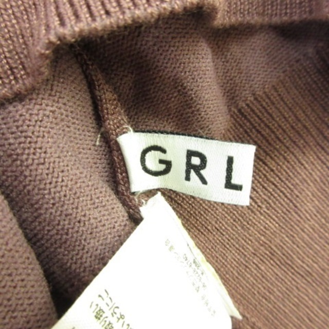 GRL(グレイル)のグレイル GRL カットソー ニット 七分袖 肩開き モックネック 薄手 紫 M レディースのトップス(ニット/セーター)の商品写真