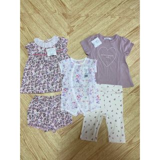 ベベ(BeBe)の【新品未使用タグ付】べべ　女の子ベビー服セット(ロンパース)