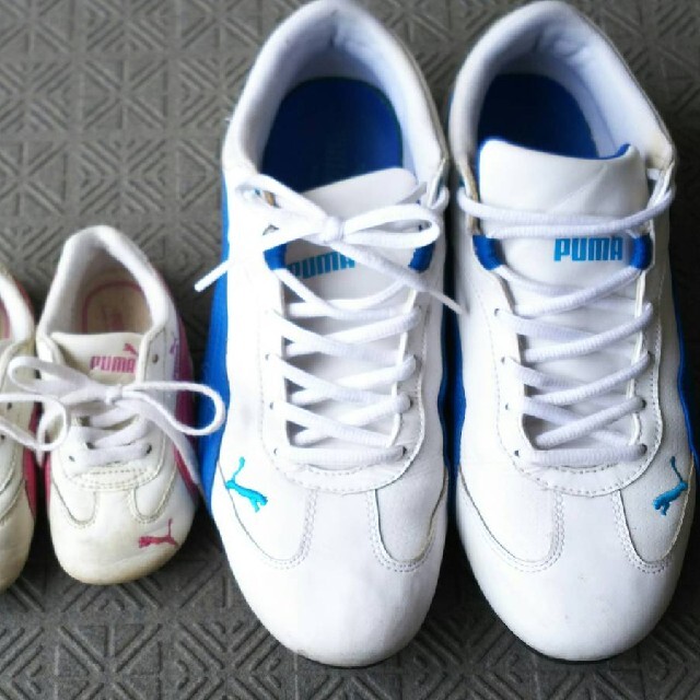 PUMAスニーカーFAST CATファストキャット27cmプーマ白ブルー青レザー