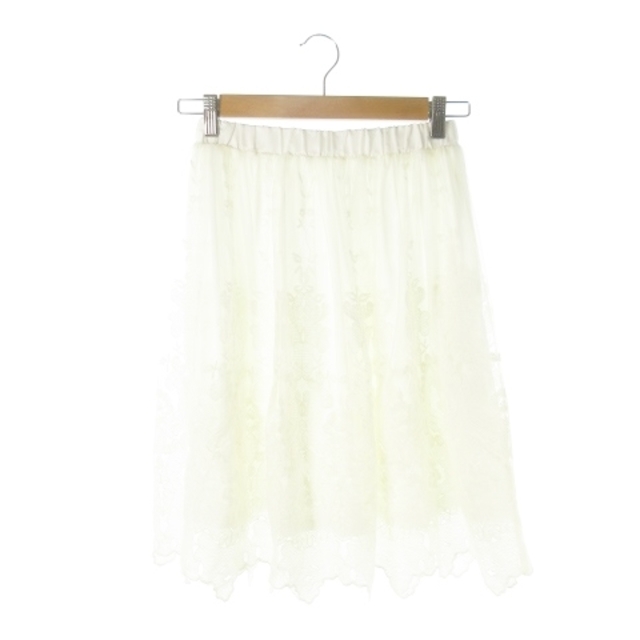 mysty woman(ミスティウーマン)のミスティウーマン スカート チュール フレア ひざ丈 刺繍 F 白 ホワイト レディースのスカート(ひざ丈スカート)の商品写真