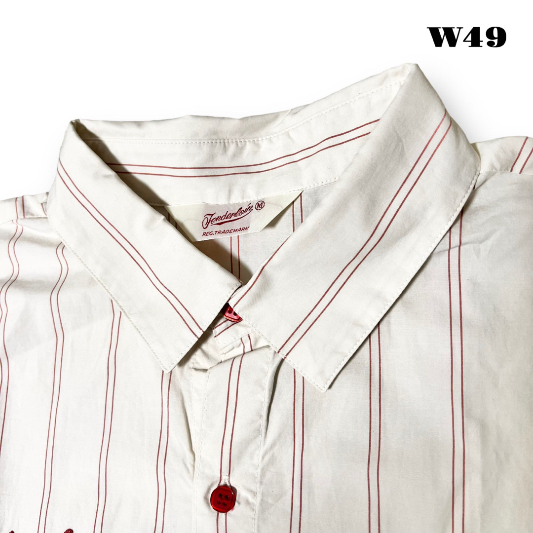 TENDERLOIN(テンダーロイン)の人気品！ TENDERLOIN 半袖 シャツ ストライプ ホワイト レッド M メンズのトップス(シャツ)の商品写真