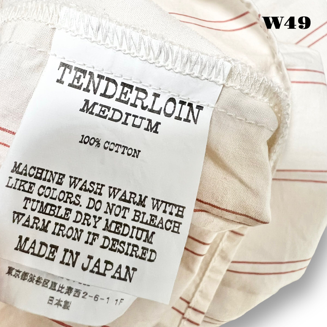 TENDERLOIN(テンダーロイン)の人気品！ TENDERLOIN 半袖 シャツ ストライプ ホワイト レッド M メンズのトップス(シャツ)の商品写真