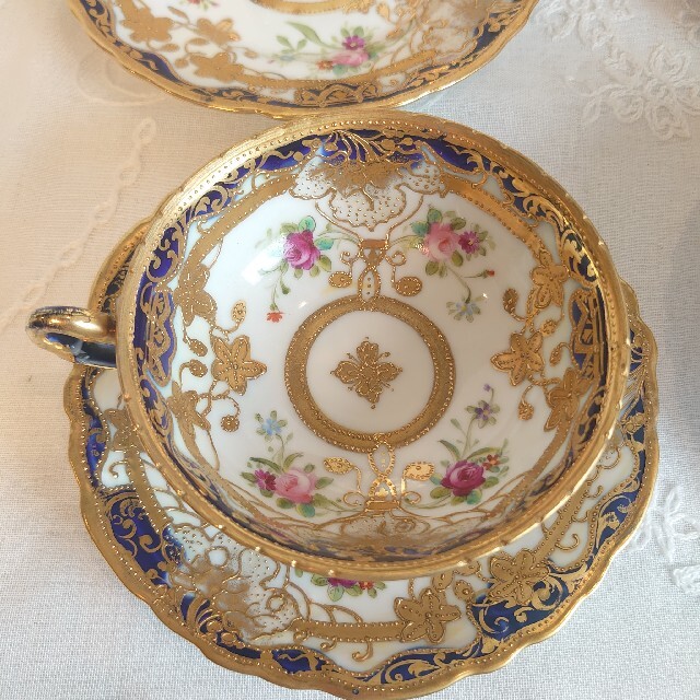 Noritake   オールドノリタケ カップ＆ソーサー トリオ 大皿 金盛薔薇