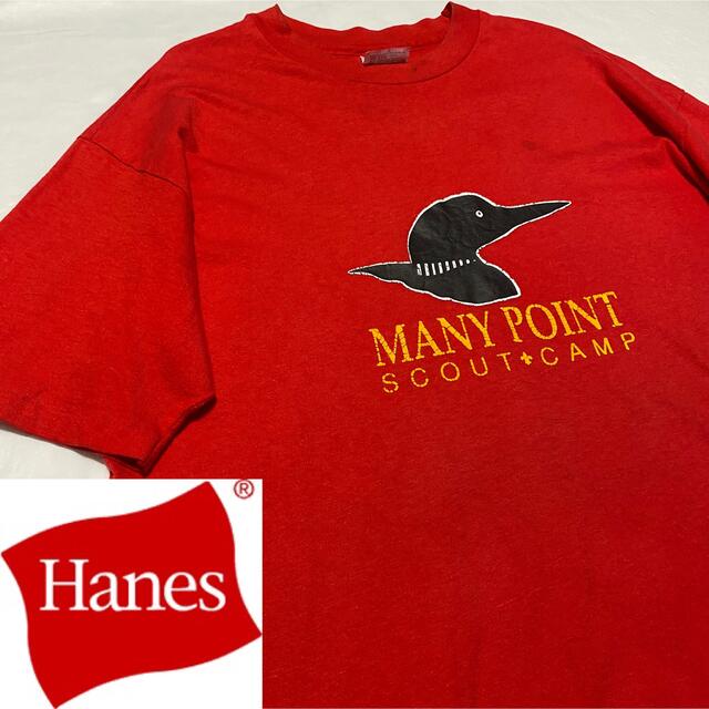 Hanes(ヘインズ)の90s 古着 ヘインズ USA製 シングルステッチ ビッグシルエット ゆるだぼ メンズのトップス(Tシャツ/カットソー(半袖/袖なし))の商品写真