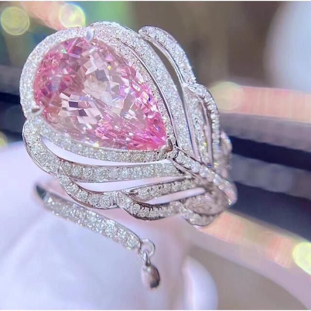 天然モルガナイト  ダイヤ  リング 3.98ct k18 #