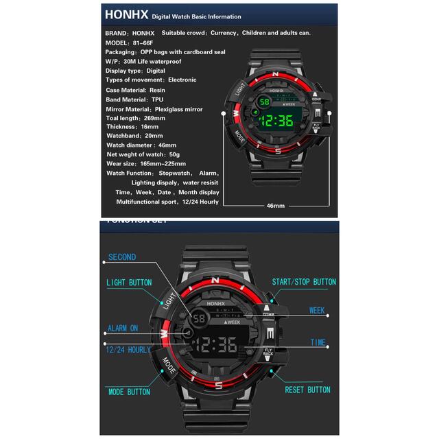 スポーツ腕時計　腕時計　時計　デジタル式  LED デジタル腕時計　デジタル メンズの時計(腕時計(デジタル))の商品写真