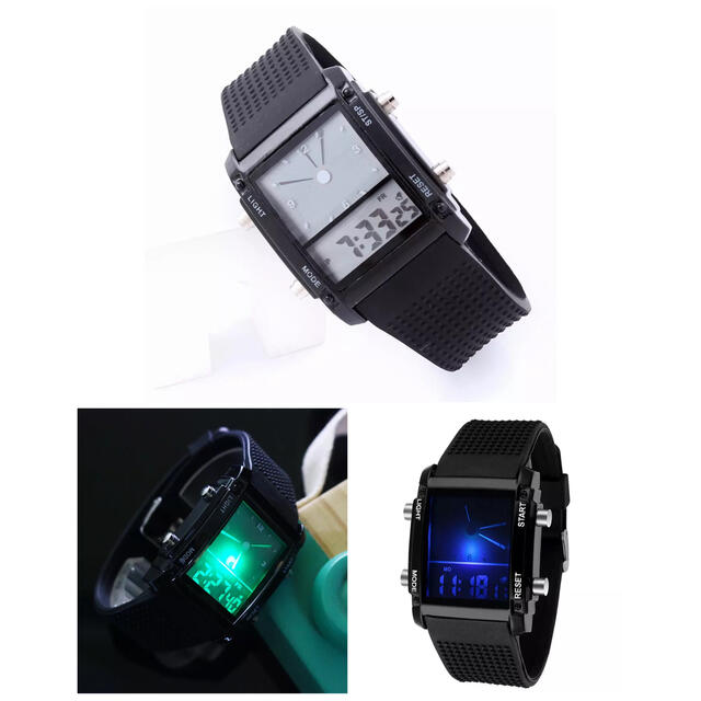 スポーツ腕時計　腕時計　時計　アナデジ式  LED デジタル ミリタリー メンズの時計(腕時計(デジタル))の商品写真