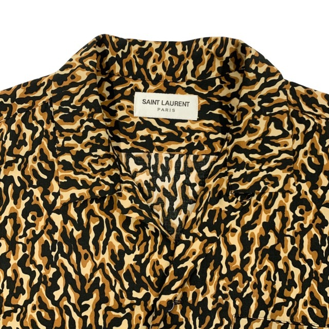 Saint Laurent(サンローラン)のSAINT LAURENT PARIS サンローランパリ 半袖シャツ LEOPARD PRINT CAMOFLAGE SHARK COLLAR SHIRT レオパード カモフラージュ柄  38 531956Y2B13 ブラウン 茶    メンズ【中古品】 メンズのトップス(シャツ)の商品写真