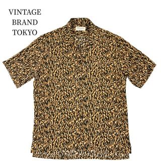 サンローラン(Saint Laurent)のSAINT LAURENT PARIS サンローランパリ 半袖シャツ LEOPARD PRINT CAMOFLAGE SHARK COLLAR SHIRT レオパード カモフラージュ柄  38 531956Y2B13 ブラウン 茶    メンズ【中古品】(シャツ)