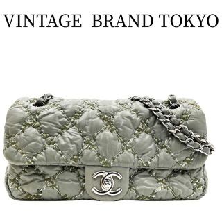 シャネル(CHANEL)の【セール開催中】CHANEL シャネル ショルダーバッグ マトラッセ パリビザンス ココマーク ナイロン ターンロック ギャランティカードあり・シールあり A50629 ナイロン    グリーン 緑 グレー シルバー金具 レディース 人気【中古品】(ショルダーバッグ)