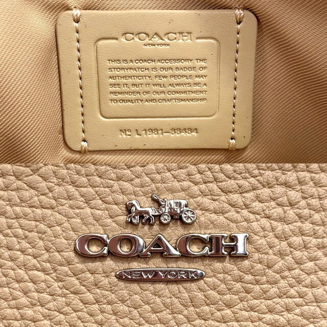 COACH コーチ 2WAY キラ クロスボディ クラッチバッグ ショルダーバッグ 肩掛け 斜め掛け  カジュアル 小さめ 88484  ポリッシュド ペブル レザー   トープ ベージュ シルバー金具 レディース ギフト 美品【品】可能88484内側