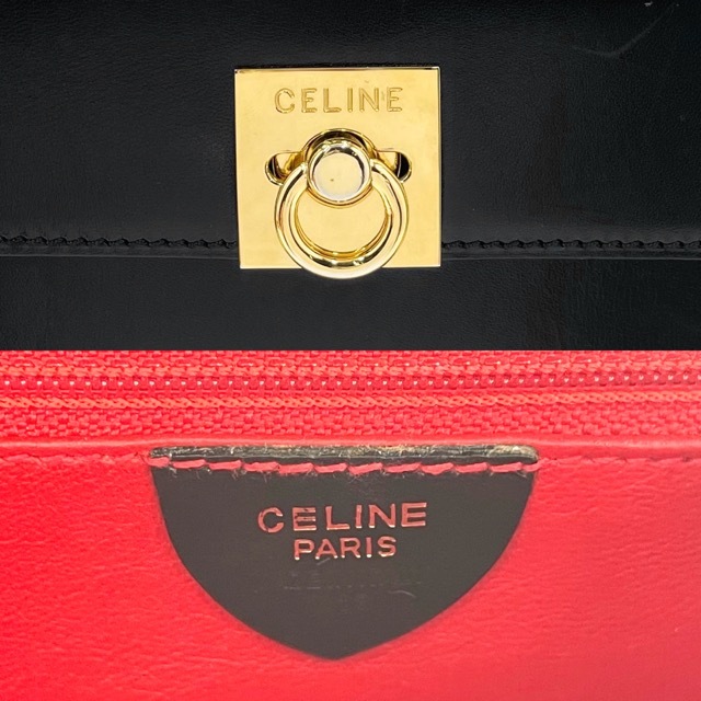 【セール開催中】CELINE セリーヌ ハンドバッグ ミニ ヴィンテージ トップハンドル レザー ロゴ フォーマル  カーフレザー   ブラック 黒 ゴールド金具 レディース 人気【品】 9