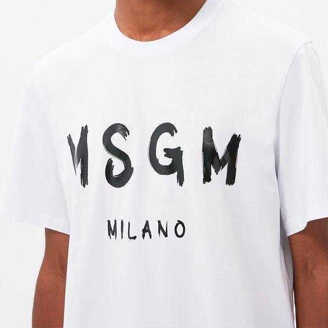 MSGM 正規品 ロゴプリントTシャツ PAINT BRUSHED LOGO S
