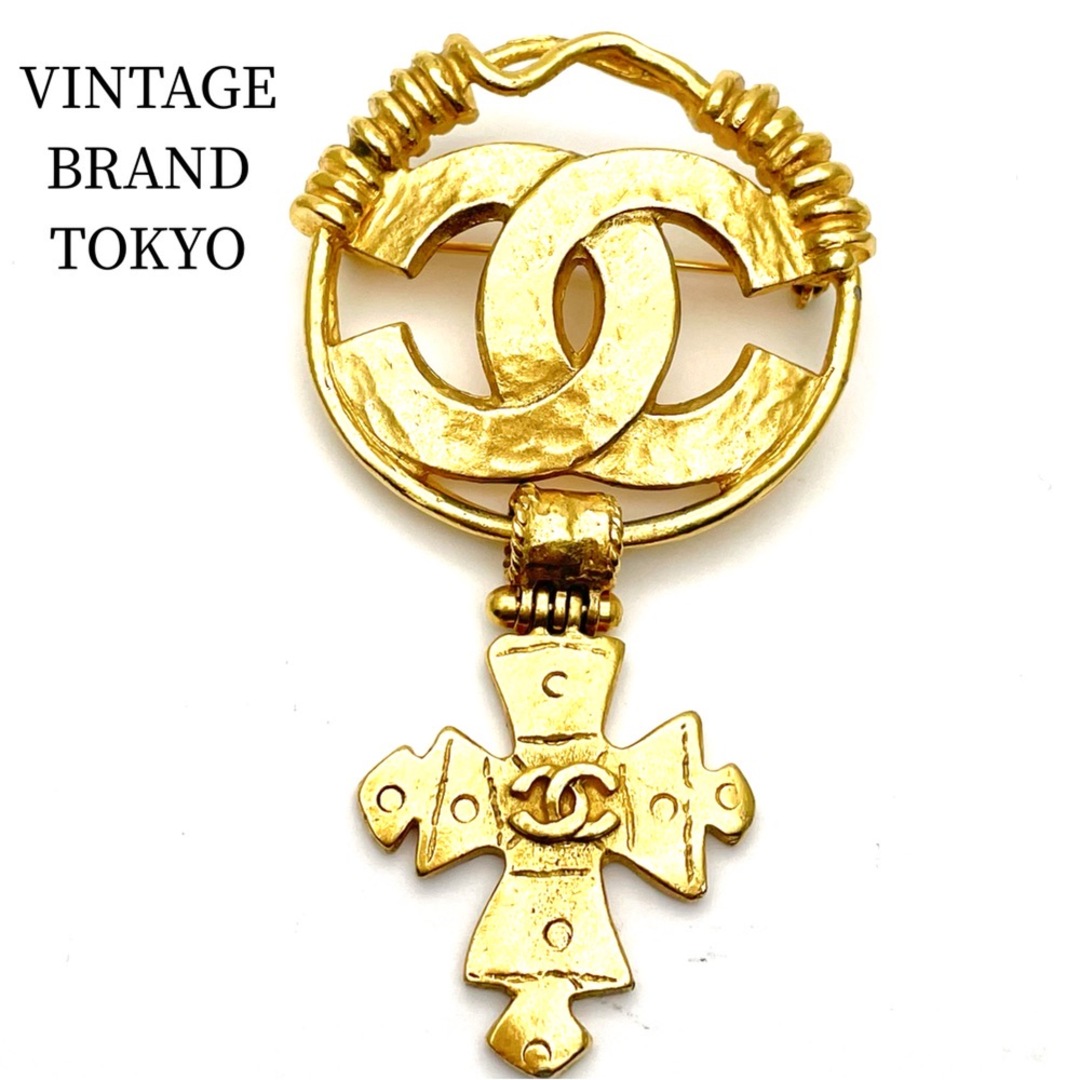CHANEL】希少 ブローチ 安全ピンモチーフ ラインストーン スイング