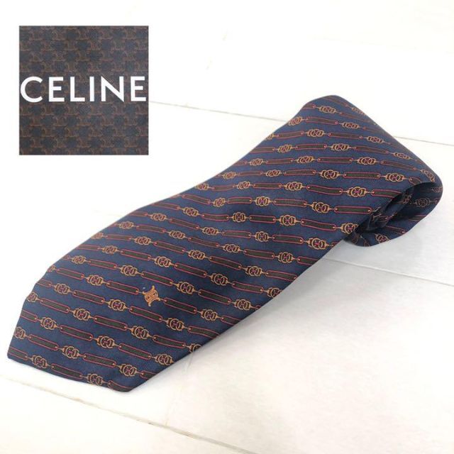 celine - CELINE◇セリーヌ ネクタイ ハイブランド シルク 古着 紺 赤