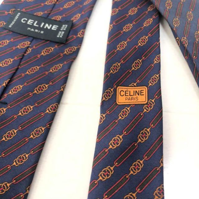 celine - CELINE◇セリーヌ ネクタイ ハイブランド シルク 古着 紺 赤