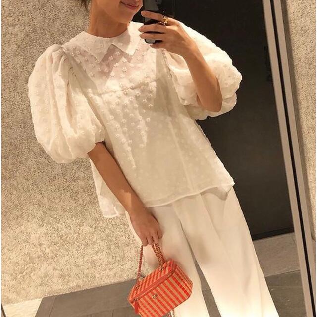 新品】襟付き花柄ドットトップス フローラドットブラウス yori好きさん