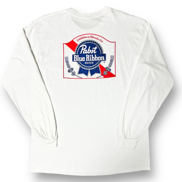 希少品！ Pabst Blue Ribbon 長袖Tシャツ ロンT ビア 白 L