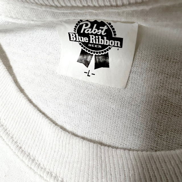 TENDERLOIN(テンダーロイン)の希少品！ Pabst Blue Ribbon 長袖Tシャツ ロンT ビア 白 L メンズのトップス(Tシャツ/カットソー(七分/長袖))の商品写真